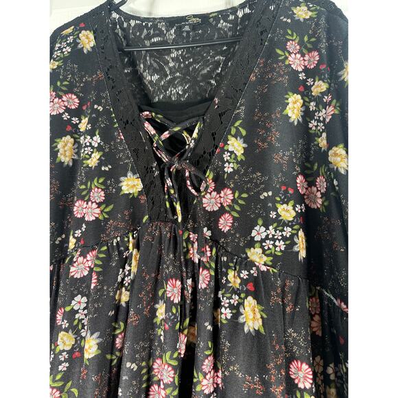 Boho Romance: Suzanne Betro Black Floral Dress – Size 4X - Picture 5 of 6